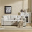 (Beige, Fabric) 3-Seater L-Shaped Sofa Bed with Storage 9