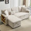 (Beige, Fabric) 3-Seater L-Shaped Sofa Bed with Storage 1