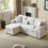 (Beige, Fabric) 3-Seater L-Shaped Sofa Bed with Storage 4