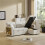 (Beige, Fabric) 3-Seater L-Shaped Sofa Bed with Storage 13