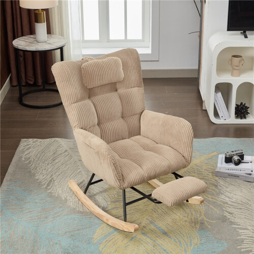 Adjustable Fabric Rocking Chair with Footrest