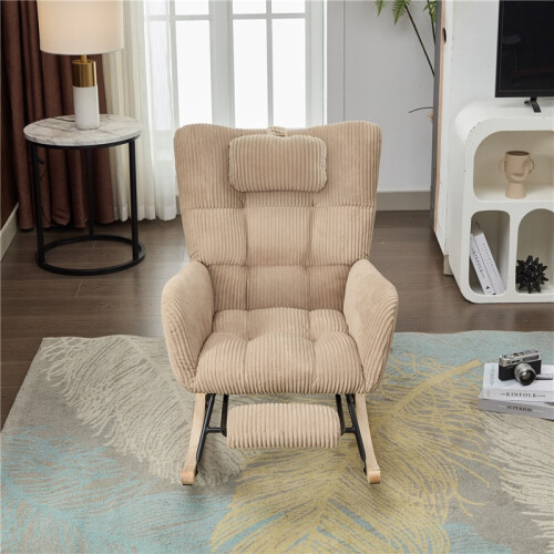 Adjustable Fabric Rocking Chair with Footrest 2
