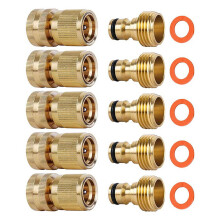 Ensemble de 5 raccords rapides en laiton pour tuyau d'arrosage GHT, accessoires de connexion filetée, raccords étanches pour tuyau d'eau