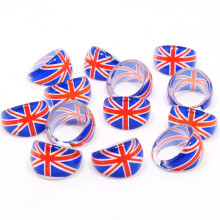 (20PCS) 10/20pcs UK Flag Ring Great British Banner Flag Commemorative Jewelry Oval Shape Rings For Kids Girl Finger Ring