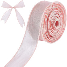 1-1/2" breites, rosa Organzaband, 11 Yards (ca. 9 m) transparentes Chiffonband für Bastelarbeiten, Hochzeiten, Weihnachten, Geschenkverpackungen,