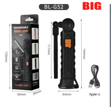 Lanterna de trabalho LED recarregável via USB, 1000 lúmens, COB, com indicador de capacidade de bateria, alça para uso externo e reparos