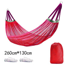 (Red) Outdoor-Hängematte mit Eisseidennetz, schwingende, gebogene Stange, kippsicher, Camping-Reisezubehör