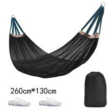 (black) Outdoor-Hängematte mit Eisseidennetz, schwingende, gebogene Stange, kippsicher, Camping-Reisezubehör