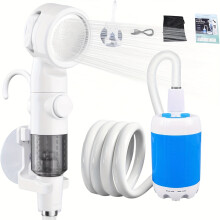 [USB tragbare Duschpumpe] COBO tragbare USB wiederaufladbare elektrische Campingdusche – Außenduschpumpe mit Kopf,