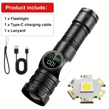 (With Battery) Hohe starke Leistung LED-Taschenlampen USB wiederaufladbare magnetische taktische Taschenlampe mit COB-Seitenlicht Camping Angeln