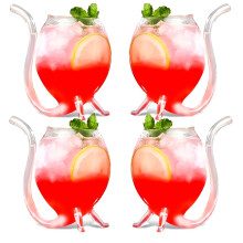 [Kreatives Glas-Set] 4-teiliges kreatives Glas-Set |Integrierte Strohhalme, transparente Vampirgläser, Saftbecher – perfekt für