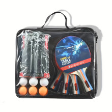 [Tischtennis-Set] Schwarzes Tischtennisschläger- und Netzset mit 4 Schlägern und 6 Bällen, tragbare Verpackung zum Üben,