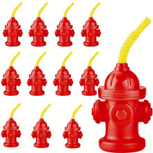12 Stück Hydranten-Trinkbecher – wiederverwendbare 10-Unzen-Becher mit Feuerwehrmotiv und Feuerwehr (Hydrantenteil), Kunststoff