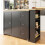 (Black, MDF) Black Multifunctional Swivel Bar Table, 138-209 cm 9