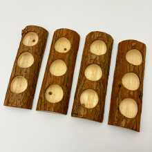 Set aus 4 kleinen Kerzenhaltern aus Holz mit einer Länge von jeweils 18,8–19,81 cm.Geeignet für Weihnachten, Halloween,