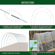 (M 50pcs) 1 Set Greenhouse Hoop Strong Load-bearing Diy Small Plant Growing Tunnel Support Rack With Connector For Household Qinghai