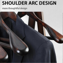 (4pcs Wood) Luxury Natural Wooden Suit Hangers Wood Coat Hangers For Jacket Shirt Glossy with Extra-Wide Shoulder Swivel Hooks Anti-Slip Bar