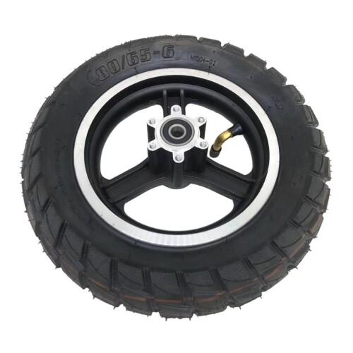 Pneu Pneumático de 10 Polegadas 80/65-6 com Aro de Freio para Roda Dianteira de Scooter Elétrica, Diâmetro Interno de 10 mm 1