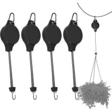 4 Pack Plant Pulley Retractable Plant Hook Pulley Adjustable Plant Hanger Hanging Flower Basket