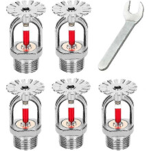 5-piece fire sprinkler head and wrench set; fire sprinkler head, 1/2 inch thread, 68C fast response downward spray, 1/2 inch NPT, suitable for residen