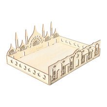 Plateau en bois Ramadan avec lune et étoile, vaisselle de service pour l'Aïd Moubarak, compatible avec une décoration en bois, pour le