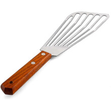 2x Stainless Steel Fish Spatula Turner with Wood Handle, Slotted Kitchen Spatula for Flipping & Serving