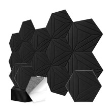 12 Pack Self-Adhesive Hexagon Acoustic Panels, 12" X 10" X 0.4" Snowflake Sound Proof Foam Panels for Walls
