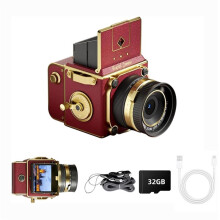 Vintage Digitale Camera, Retro Digitale CCD Camera 64MP 2.7K Autofocus Fotografie Camera met 32GB TF Kaart