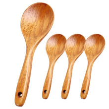 4 Pieces Wood Spoons 21.5cm Wooden Rice Paddle Versatile Serving Spoon Non Stick Heat Resistant Cooking Spoon