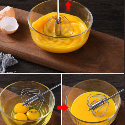 Egg Whisk, Stainless Steel Hand Push Whisk Blender for Home, Versatile Tool for Egg Beater,Kitchen Tool for Blending 2