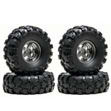 4 Szt. Kół 0,7" z Metalowymi Piastami i Oponami z Przeciwwagą do Modelu SCX30 RC w Skali 1/30, Kolor Tytanowy
