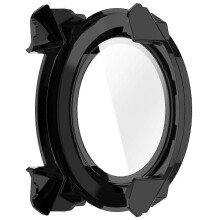 (Black) Compatible For Garmin Instinct 3 AMOLED 45mm / Instinct 3 Solar 45mm Protective Case with Tempered Glass Screen Protector PC Watch