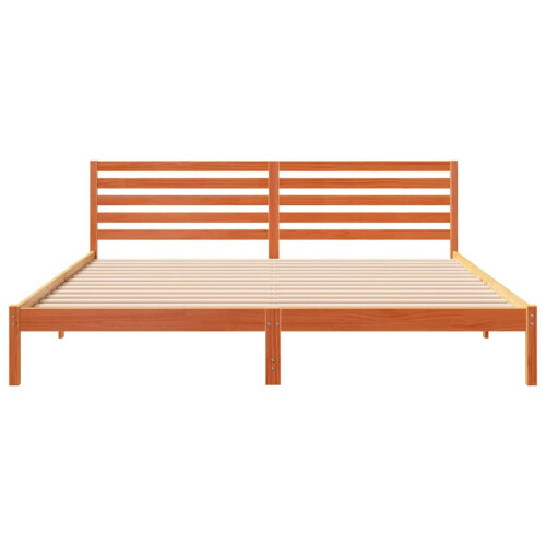 VidaXL vidaXL Bed Frame with Headboard Wax Brown 200 x 220 cm Solid Pine Wood 1