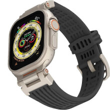 (DarkGrey) Silicone Strap Compatible For Apple Watch Series 10 Ultra 9 8 7 SE 6 5 4 3 2 1 46mm 49mm 45mm 44mm 42mm Watchband Ventilated Mech