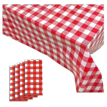 Party Supplies Red And White Checkered Buffalo Plaid Gingham Fabric Rectangle Tablecloth for Summer