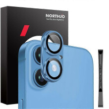 (Blue) NORTHJO Compatible For iPhone 16 / 16 Plus Matte Camera Lens Protector Integrated Metal + Tempered Glass Lens Film