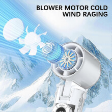 (Transparent White) Ice Cooling Hand Fan Digital Display usb Charging Small Electric Fan for Outdoor