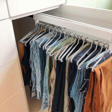 (50cm, Black) Extendable Closet Hanger Rack Pull-Out Closet Valet Rod Adjustables Wardrobe Clothing Rail