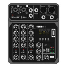 4 Channel Audio Mixer USB Studio Sound Mixer DJ Console Mixing 48V Phantom Power USB/MP3 Player for Karaok