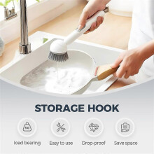 (White) 2Pcs Creative Long Handle Rotating Dish Brush with Soap Dispenser for Kitchen Cleaning Pots Pans Dishwashing