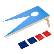 (Blue) 60x29x20cm Large Size Wooden Cornhole Bean Bag Toss Game Set 4Pcs Bags Telescopic Throwing Platform Game Set for Kids Adults Indoo