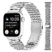 Metal Watch Band Compatible for Apple Watch Series 10 Ultra 9 8 7 SE 6 5 4 3 2 1 46mm 49mm 45mm 44mm 42mm Rhinestone Butterfly Dec