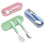 3pcs Mini Toddler Fork And Spoon Sets, Pink + Green + Blue 1