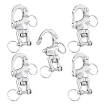 5PCS 316 Stainless Steel Swivel Snap Shackle Clevis Quick Release Spring Hook Halyard Shackle for Boat Rigging Climbing