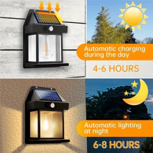 2PCS Solar Tungstens Night Lamp Intelligent Motion Sensor Wall Lamp 3 Lighting Modes Waterproof Courtyard Garden Decor