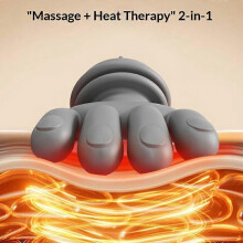 (Grey) Shoulder Neck Massager Red Light Heat Therapy Bionic Hand Kneading Wireless Cervical Massager