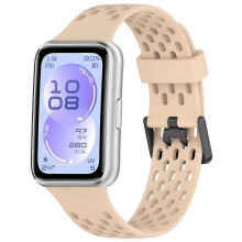 (LightPink) Breathable Holes Silicone Strap Compatible For Huawei Band 11 / 11 Pro / 11 NFC / 11 Pro NFC Sports Watch Band
