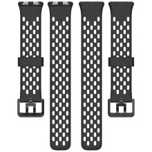 (Black) Breathable Holes Silicone Strap Compatible For Huawei Band 11 / 11 Pro / 11 NFC / 11 Pro NFC Sports Watch Band