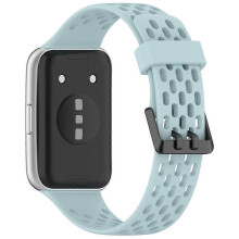 (LightBlue) Breathable Holes Silicone Strap Compatible For Huawei Band 11 / 11 Pro / 11 NFC / 11 Pro NFC Sports Watch Band