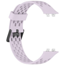 (LightPurple) Breathable Holes Silicone Strap Compatible For Huawei Band 11 / 11 Pro / 11 NFC / 11 Pro NFC Sports Watch Band